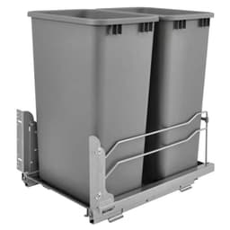 Double 35 QT Under-Mount Waste Container, Soft-Closing, Silver