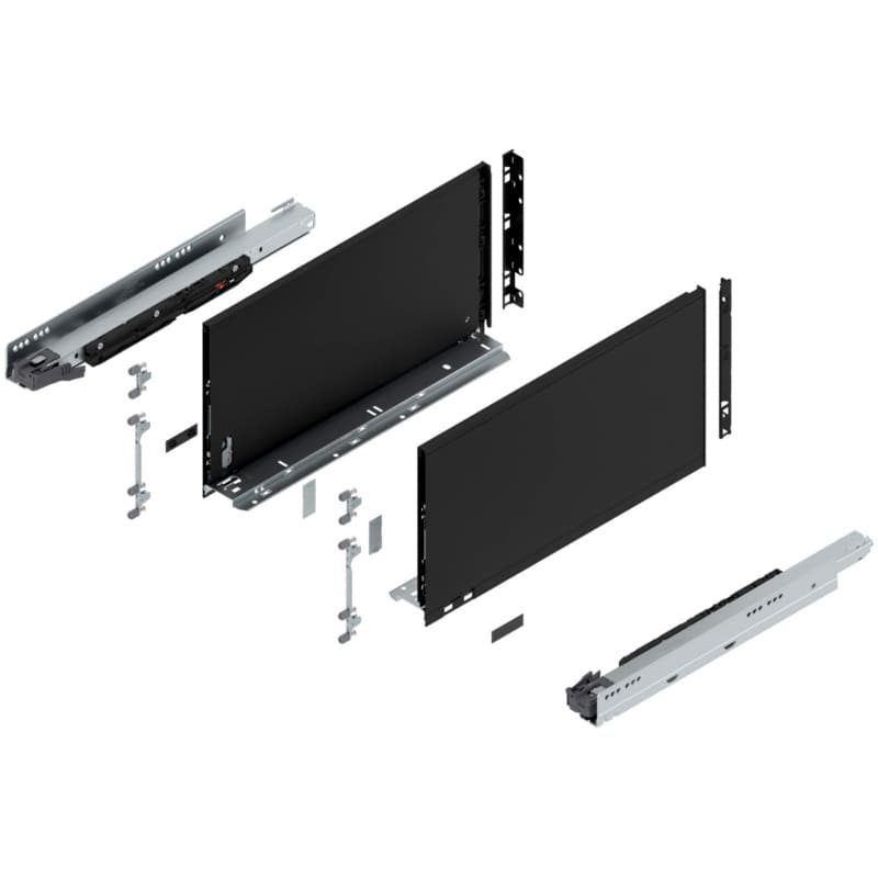 18" Legrabox Drawer System F Height, 9-1/2", 170lb Capacity Full-Extension with BLUMOTION, Carbon Matte Black