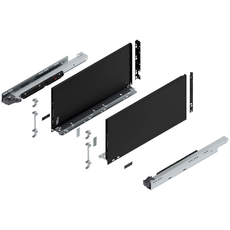 20" Legrabox Drawer System F Height, 9-1/2", 170lb Capacity Full-Extension with BLUMOTION, Carbon Matte Black