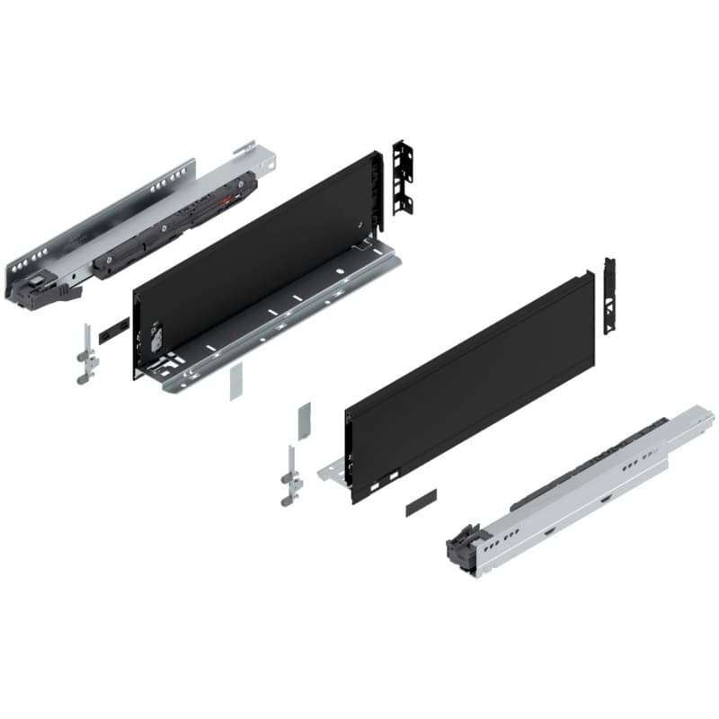 16" Legrabox Drawer System K Height, 5-1/16", 125lb Capacity Full-Extension with BLUMOTION, Carbon Matte Black