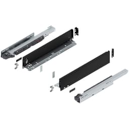 18" Legrabox Drawer System M Height, 3-9/16", 125lb Capacity Full-Extension with BLUMOTION, Carbon Matte Black