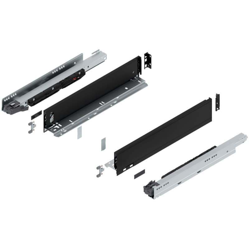 18" Legrabox Drawer System M Height, 3-9/16", 170lb Capacity Full-Extension with BLUMOTION, Carbon Matte Black