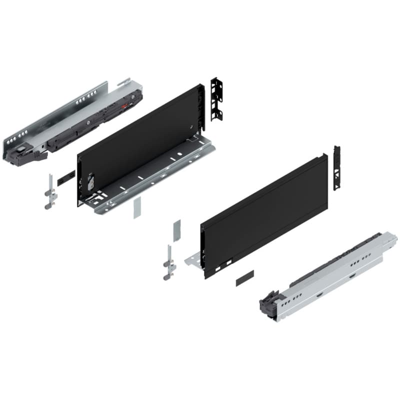 14" Legrabox Drawer System K Height, 5-1/16", 125lb Capacity Full-Extension with BLUMOTION, Carbon Matte Black