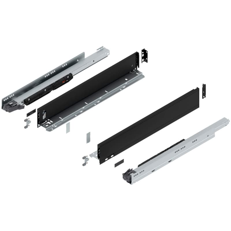 22" Legrabox Drawer System M Height, 3-9/16", 170lb Capacity Full-Extension with BLUMOTION, Carbon Matte Black