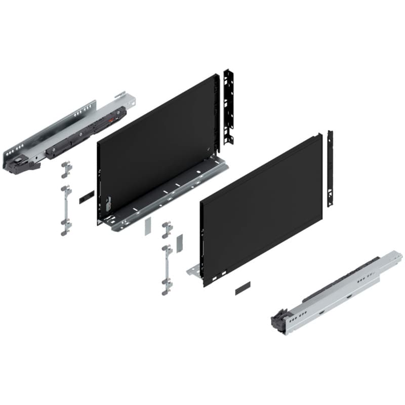16" Legrabox Drawer System F Height, 9-1/2", 125lb Capacity Full-Extension with BLUMOTION, Carbon Matte Black