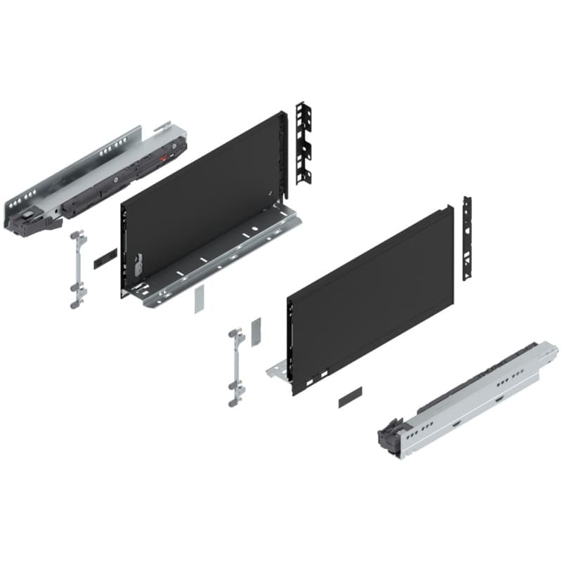 14" Legrabox Drawer System C Height, 7", 125lb Capacity Full-Extension with BLUMOTION, Carbon Matte Black