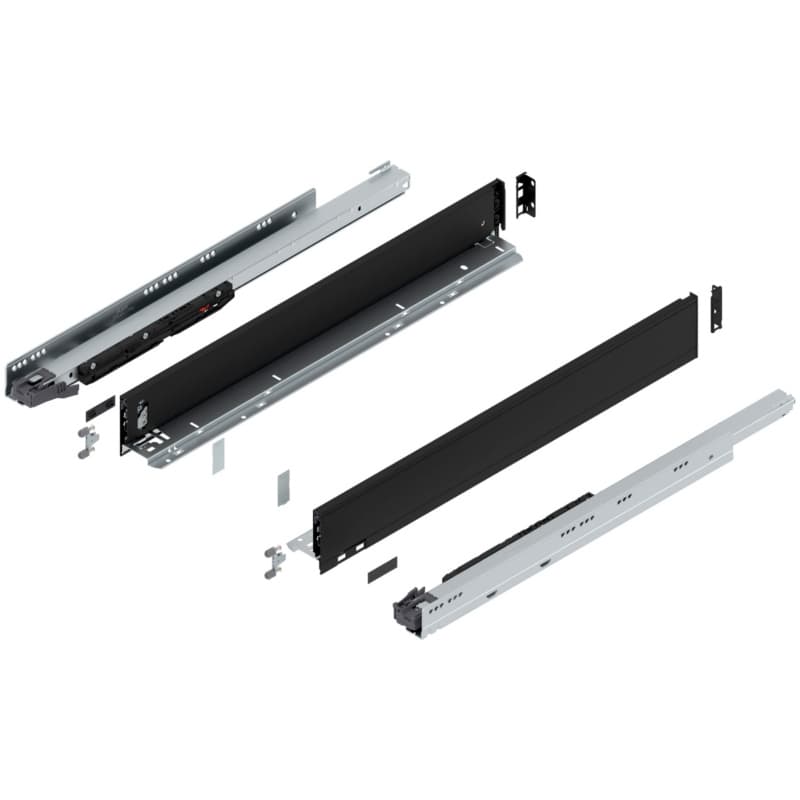 26" Legrabox Drawer System M Height, 3-9/16", 170lb Capacity Full-Extension with BLUMOTION, Carbon Matte Black