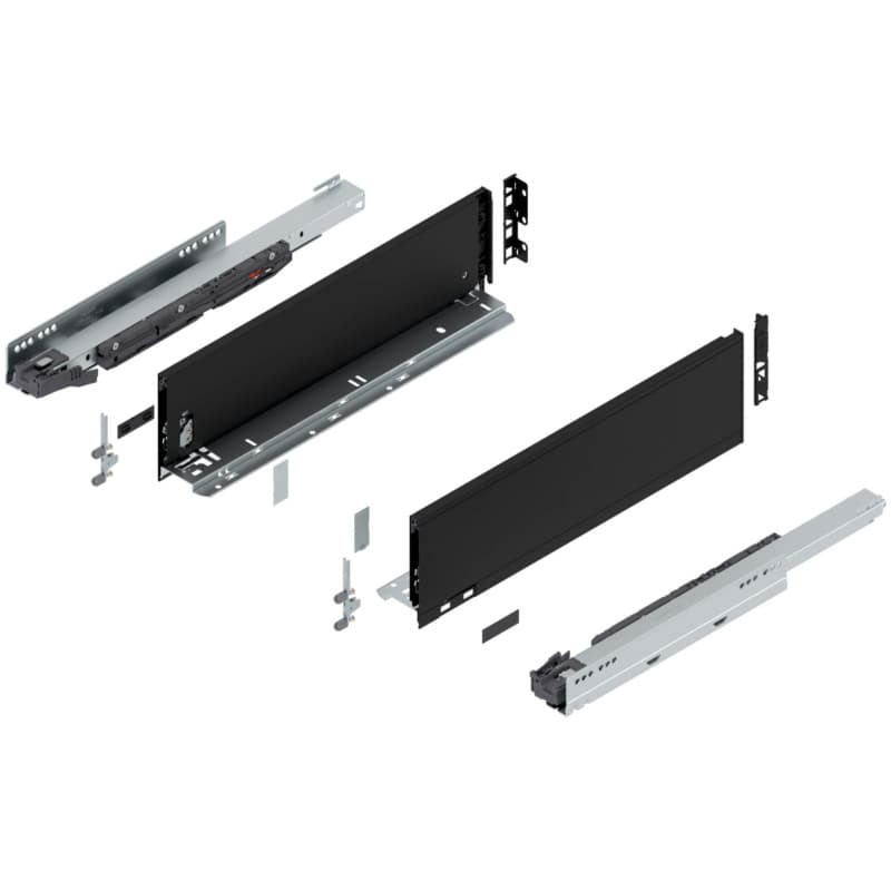 18" Legrabox Drawer System K Height, 5-1/16", 125lb Capacity Full-Extension with BLUMOTION, Carbon Matte Black