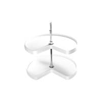 6472 28" Kidney 2 Tray Lazy Susan, White, Polymer