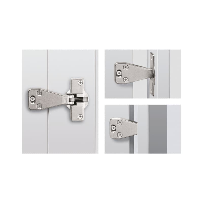 90° Opening Fascia Hinge With Spring, 45mm Bore Pattern, Nickel-Plated