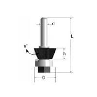 1" x 2-1/4" x 15° Laminate Flush Trim Bit, 4-Flute, 1/4" Shank