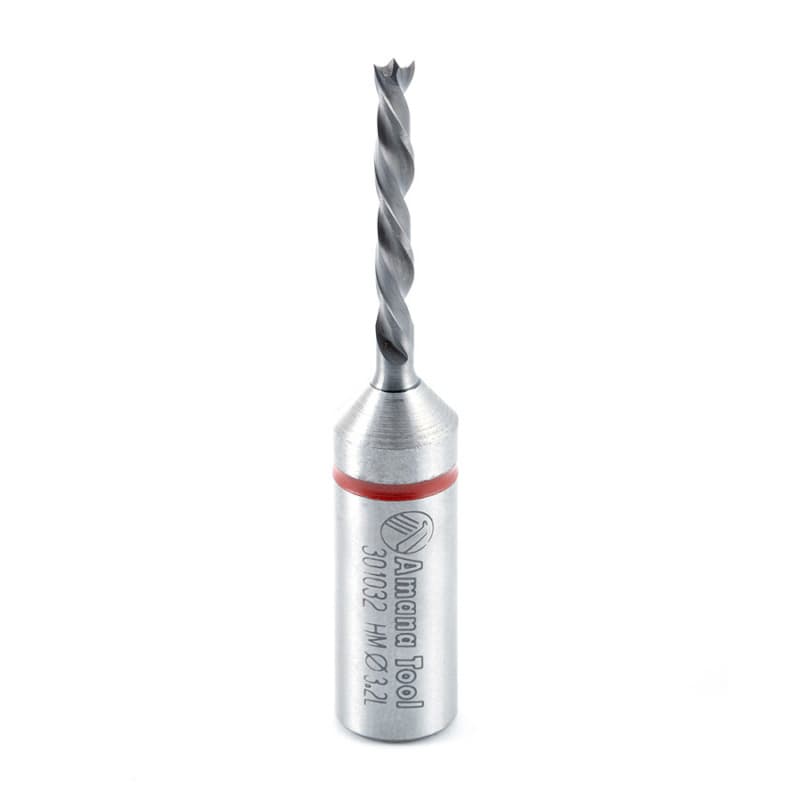 3.2mm x 57mm Brad Point Boring Bit, Left Hand, 10mm Shank
