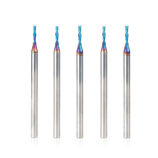 1/16" x 2 Down-Cut Spektra Extreme Tool Life Coated Spiral Plunge Bit, 2-Flute, 1/8" Shank (5/Pack)