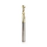 1/4" Dia x 3/4" Solid Carbide Spiral Plunge Router Bit with 1/16" Corner Radius, 1/4" Shank Up-Cut ZrN Coated