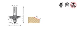 1-3/4" x 2-1/2" x 1/4" Radius Front Face Edge Cabinet Door Edge Detail Bit, 2-Flute, 1/2" Shank
