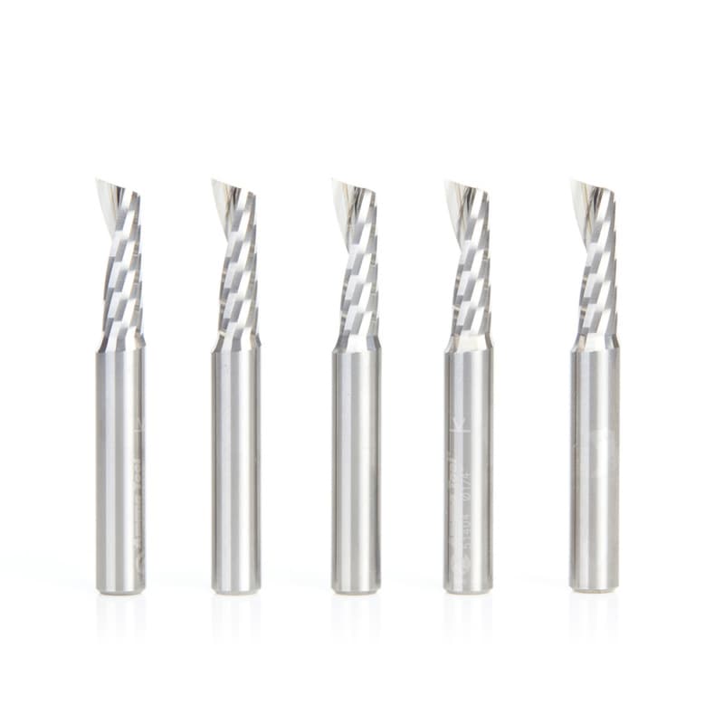 1/4" x 2" x 3/4" Up-Cut 'O' Plastic Cutting CNC Spiral Router Bit, 1-Flute, 1/4" shank (5/Pack)