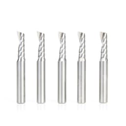 1/4" x 2" x 3/4" Up-Cut 'O' Plastic Cutting CNC Spiral Router Bit, 1-Flute, 1/4" shank (5/Pack)