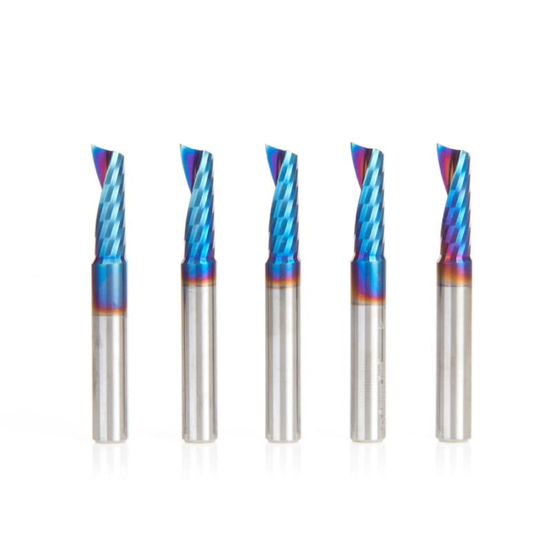 1/4" x 3/4" Spektra Extreme Tool Life Coated Up-Cut 'O' Plastic Cutting CNC Spiral Router Bit, 1-Flute, 1/4" Shank (5/Pack)
