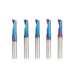 1/4" x 3/4" Spektra Extreme Tool Life Coated Up-Cut 'O' Plastic Cutting CNC Spiral Router Bit, 1-Flute, 1/4" Shank (5/Pack)