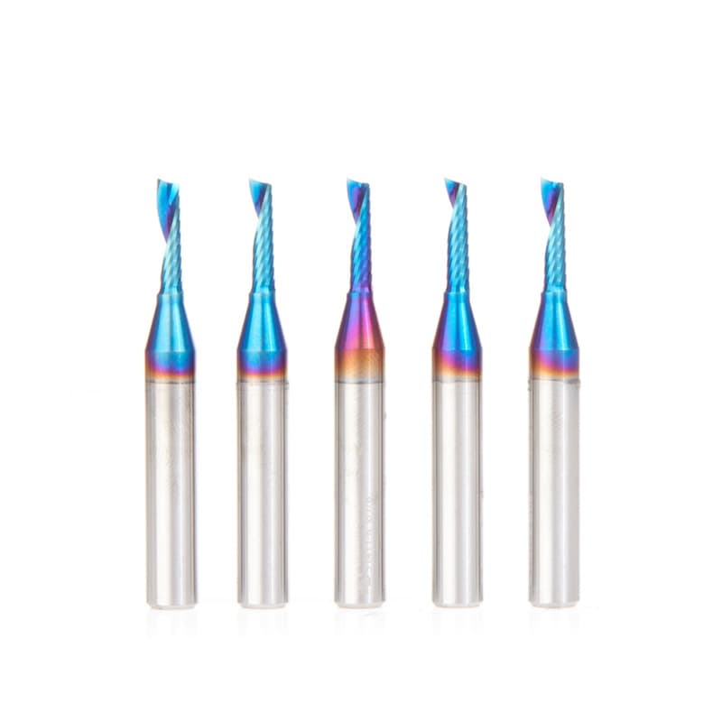 1/8" x 1/2" Spektra Extreme Tool Life Coated Up-Cut 'O' Plastic Cutting CNC Spiral Router Bit, 1-Flute, 1/4" Shank (5/Pack)
