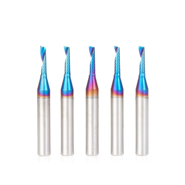 1/8" x 1/2" Spektra Extreme Tool Life Coated Up-Cut 'O' Plastic Cutting CNC Spiral Router Bit, 1-Flute, 1/4" Shank (5/Pack)