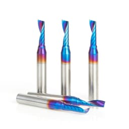 3/16 x 5/8" Spektra Extreme Tool Life Coated Up-Cut 'O' Plastic Cutting CNC Spiral Router Bit, 1-Flute, 1/4" Shank (5/Pack)