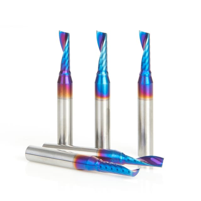 3/16 x 5/8" Spektra Extreme Tool Life Coated Up-Cut 'O' Plastic Cutting CNC Spiral Router Bit, 1-Flute, 1/4" Shank (5/Pack)