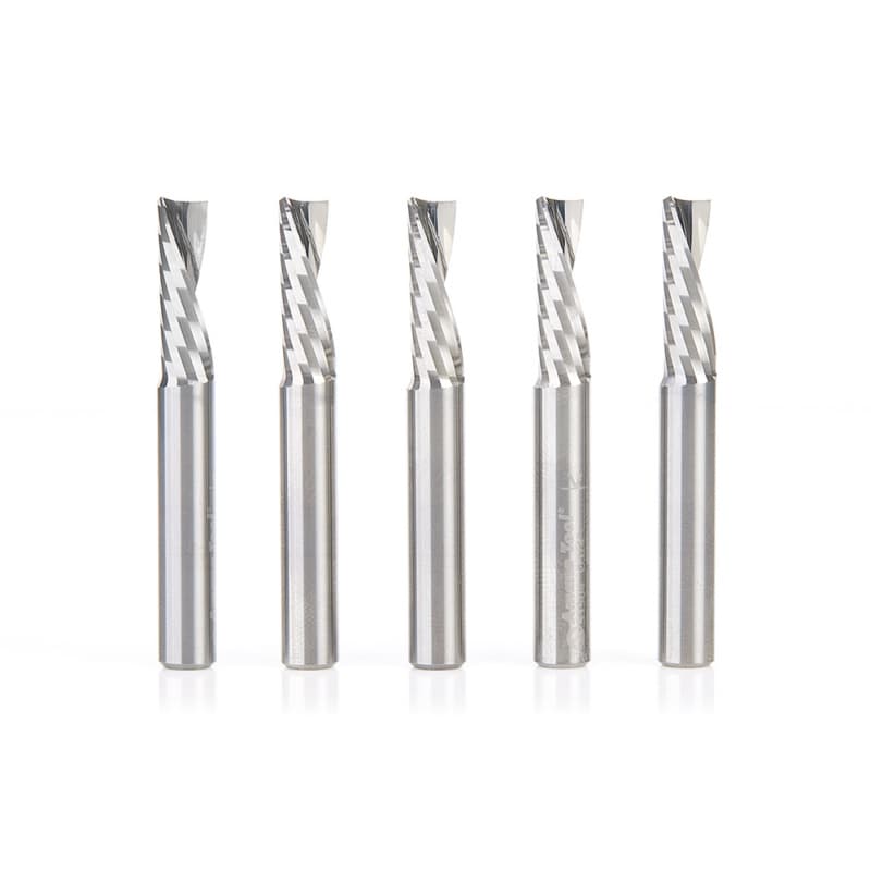 1/4" x 2" x 3/4" Down-Cut 'O' Plastic Cutting CNC Spiral Router Bit, 1-Flute, 1/2" shank (5/Pack)