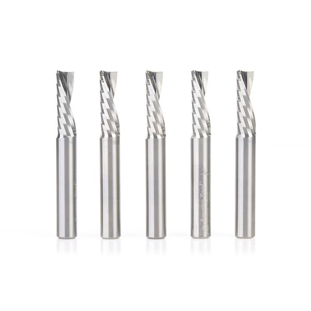 1/4" x 2" x 3/4" Down-Cut 'O' Plastic Cutting CNC Spiral Router Bit, 1-Flute, 1/2" shank (5/Pack)
