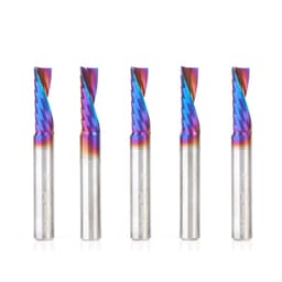 1/4" x 3/4" Spektra Extreme Tool Life Coated Down-Cut 'O' Plastic Cutting CNC Spiral Router Bit, 1-Flute, 1/4" Shank (5/Pack)