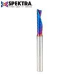 1/4" Dia x 1" Solid Carbide CNC Spektra Extreme Tool Life Coated Spiral 'O' Flute, Plastic Cutting, 1/4" Shank, Down-Cut Router Bit