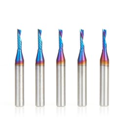 1/8" x 1/2" Spektra Extreme Tool Life Coated Down-Cut 'O' Plastic Cutting CNC Spiral Router Bit, 1-Flute, 1/4" Shank (5/Pack)