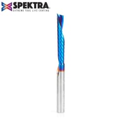 1/4" Dia x 1-1/2" Solid Carbide CNC Spektra Extreme Tool Life Coated Spiral 'O' Flute, Plastic Cutting, 1/4" Shank, Down-Cut Router Bit