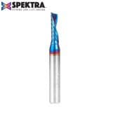 3/16" Dia x 5/8" Solid Carbide CNC Spektra Extreme Tool Life Coated Spiral 'O' Flute, Plastic Cutting, 1/4" Shank, Down-Cut Router Bit