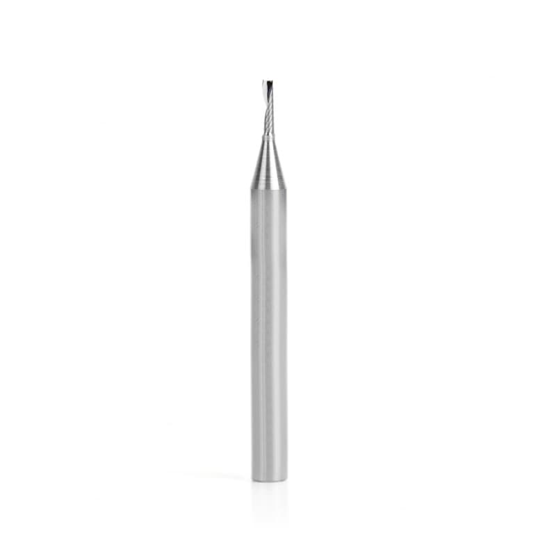 2mm Dia x 8mm Metric Solid Carbide CNC Spiral 'O' Single Flute, Plastic Cutting, 6mm Shank, 64mm Long Up-Cut Router Bit