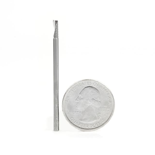 2.5mm Dia x 8mm Metric Solid Carbide CNC Spiral 'O' Single Flute, Plastic Cutting, 2.5mm Shank, 50mm Long Up-Cut Router Bit