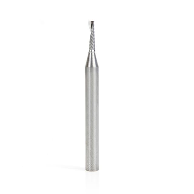 3mm Dia x 12mm Metric Solid Carbide CNC Spiral 'O' Single Flute, Plastic Cutting, 6mm Shank, 64mm Long Up-Cut Router Bit