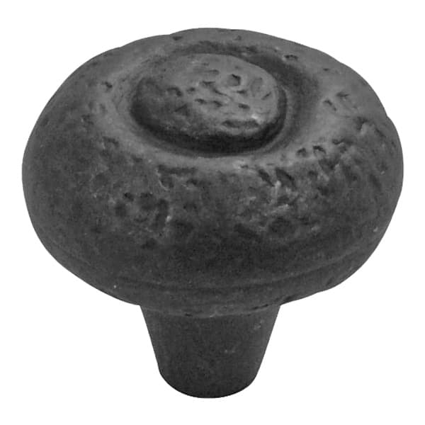 1-1/2" Refined Rustic Cabinet Knob, Black Iron