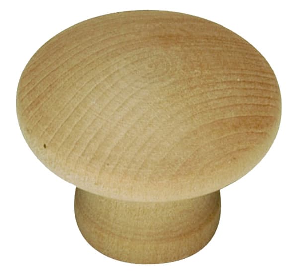 1-1/4" Natural Woodcraft Mushroom Cabinet Knob, Unfinished Wood