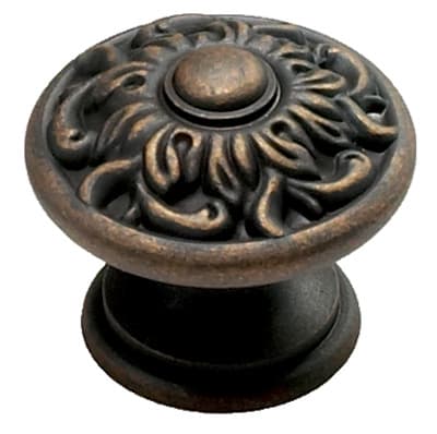 1-3/8" Corinthian Round Cabinet Knob, Ancient Bronze
