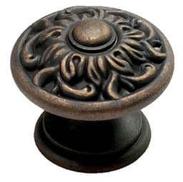 1-3/8" Corinthian Round Cabinet Knob, Ancient Bronze