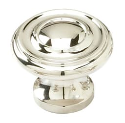1-1/4" x 7/8" Traditional Round Cabinet Knob, Polished Nickel