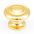 1-1/2" Traditional Round Cabinet Knob, Polished Brass