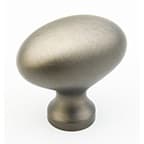 1-3/8" Traditional Oval Cabinet Knob, Antique Nickel