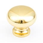1-1/4" x 1" Traditional Round Cabinet Knob, Polished Brass