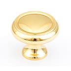 1-1/4" Traditional Round Cabinet Knob, Polished Brass