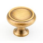 1-1/4" Traditional Round Cabinet Knob, Antique Brass