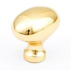 1-3/8" Traditional Oval Cabinet Knob, Polished Brass