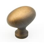 1-3/8" Traditional Oval Cabinet Knob, Antique Light Brass