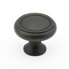 1-1/4" Traditional Round Cabinet Knob, Distressed Bronze